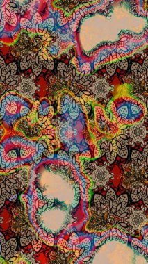 Sevimli çiçek raster deseni. Bej ve kahverengi renkli çiçekler. Renkli Yaz Temalı eskiz kalıbı. Düz Çiçek Elementleri Tasarımı.