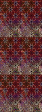 Beautiful watercolor pattern with flowers. On brown and purple colors. Raster illustration.