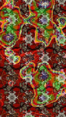 Vadinin kırmızı ve kahverengi renkli çiçekleri. Çiçeksel çizim kalıbının çizimi.