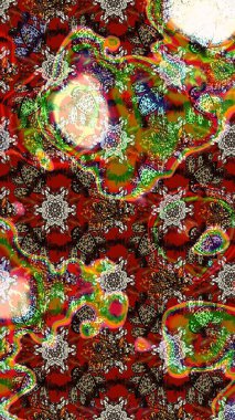 Çiçek ve yapraklı karalama şeklinde Raster çiçek deseni. Raster illüstrasyonu. Yumuşak, bahar çiçekleri kahverengi renklerde.