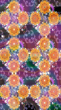 Raster illüstrasyonu. Çizim çiçek deseni duvar kâğıdı olarak kullanılabilir. Turuncu renkte çiçekler.