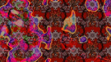 Nazik, narin çiçek arkaplanı. Çiçekli karalama şeklinde Raster çiçek deseni. Kahverengi ve kırmızı renkte çiçekler.