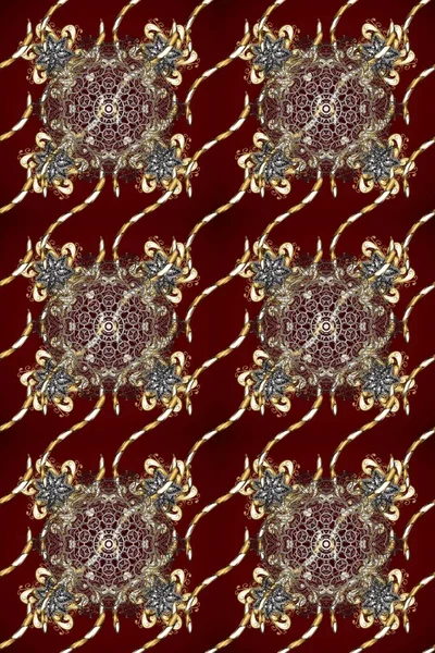 Duvar kâğıdı barok, İspanyol kumaşı. Kahverengi, kırmızı ve bej renklerde grafiksel, modern, pürüzsüz desen. Kusursuz çiçek deseni. Kusursuz raster arkaplanı.