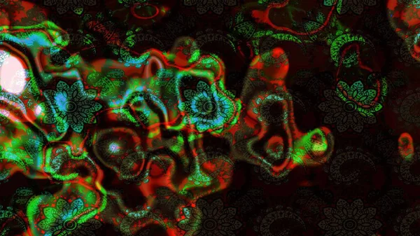 Halk tarzı. Moda baskıları için zarif bir şablon. Parlak renkli çiçekleri ve siyah ve kahverengi renkte yaprakları olan harika bir çiçek deseni. Modern çiçek arkaplanı.