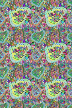 Düz Çiçek Elementleri Tasarımı. Renkli Bahar Temalı Kusursuz Arkaplan. Süslü kumaş deseninde kusursuz çiçek deseni.