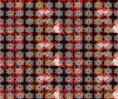 Çiçek desenli raster, kahverengi çizgi grafik desenli soyut raster arkaplan. Modern stil dokusu.