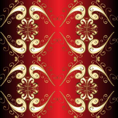 Kusursuz bir geçmişi var. Kırmızı ve kahverengi renklerde altın elementler. Şık bir grafik desen. Çiçek deseni. Duvar kâğıdı barok, İspanyol kumaşı.