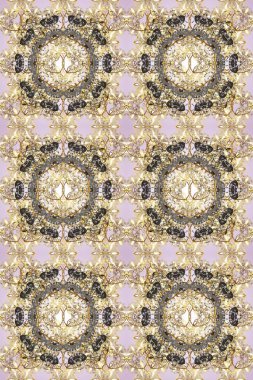 Paisleys zarif çiçek desenli arkaplan duvar kâğıdı çizimi. Klasik stil, güzel, üç boyutlu sanat eseri, altın ve bej rengi. Tarafsız reklam çiçeği yaprakları ve süslemeleri.