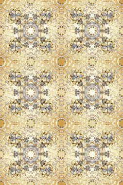 Kusursuz ahşap oyma. Klasik mobilya tarzı. Bej renkli ve altın elementli desen. Lüks mobilyalar. Oyma. Altın kaplamalı bej, gri arka plan. Patina. Küçük alan derinliği.