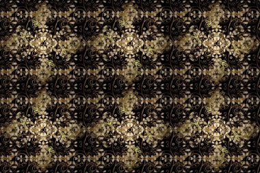 Kusursuz altın desen. Raster oryantal süs. Altın desenli hoş renkler ve altın elementler.