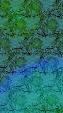 Düz Çiçek Elementleri Tasarımı. Raster. Renkli Bahar Teması çizim şablonu.