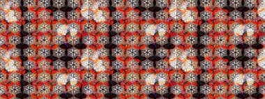 Kahverengi renkte çok kahverengi, zarif küçük çiçekler ve komik böcekler, raster desen, illüstrasyon.