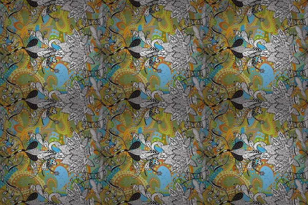 Tekstil, tebrik kartı, boyama kitabı, telefon kılıfı baskısı için kullanılabilir. Kızılderili desenli desenli desenli şal deseni. Etnik Mandala süsü. Raster Henna dövme stili.