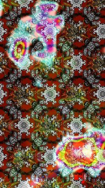 Raster Illustrasyon 'daki Çiçek Deseni' nin son moda çizimi. Güzel kumaş deseni. Renkli Yaz Temalı eskiz kalıbı. Düz Çiçek Elementleri Tasarımı.