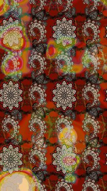 Raster. Düz Çiçek Elementleri Tasarımı. Renkli Bahar Teması çizim şablonu.