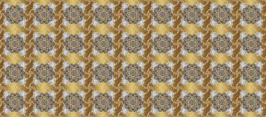 Damask altın soyut çiçek deseni kahverengi ve gri renklerde. Süslü dekorasyon. Raster illüstrasyonu.