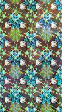 Çiçekler. Vadinin çiçekleri kahverengi renklerde. Soyut etnik raster çizim kalıbı.