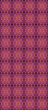 Altın şablon. Kırmızı, pembe ve mor renkte Royal retro. Raster illüstrasyonu. Kart, duvar kağıdı, ambalaj ve tekstil için klasik tasarım. Kusursuz desenli altın elementler. Çiçeksel klasik doku.