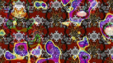 Raster illüstrasyonu. Raster deseni. Soyut çiçek çizim kalıbı arka planı. Küçük çiçekteki sevimli çiçek deseni. Gri ve kırmızı renklerde.