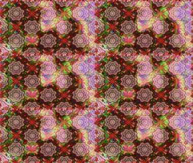 Kahverengi ve nötr renklerde çiçekler. Renkli Bahar Temalı Kusursuz Arkaplan. Düz Çiçek Elementleri Tasarımı. Sevimli çiçek raster deseni.