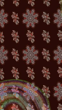 Gri ve kahverengi renkli çiçekler. Raster illüstrasyonunda çiçek deseni çizimi.