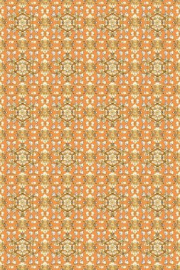 Kusursuz klasik raster altın desenli. Geleneksel oryantasyon süsü. Klasik klasik klasik arka plan. Tarafsız, bej ve turuncu renklerde altın elementlerle kusursuz desen.