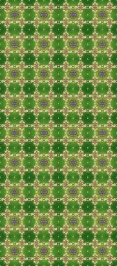 Yeşil, nötr ve bej renklerde altın elementlerle kusursuz desen. Raster oryantal süs. Kusursuz altın desen.