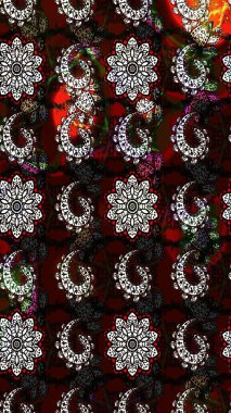 Tekstil, kumaş, ambalaj, hatıra defteri için hoş bir çiçek arkaplanı. Elle çizilmiş çiçek desenli Raster çizimi. Siyah ve kahverengi arka planda. Çocuksu tasarım.