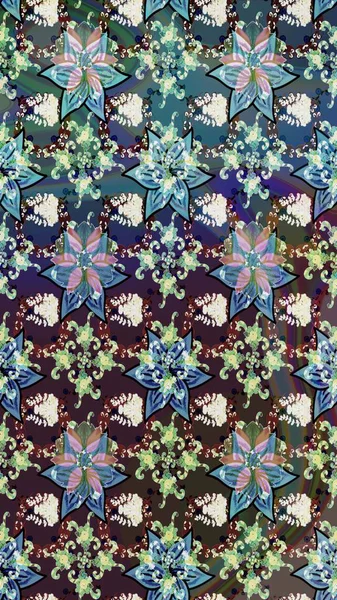 Eskiz arkaplan modeli. Raster illüstrasyonu. Mavi yapraklı yabani çiçekler. Suluboya, elle çizilmiş.