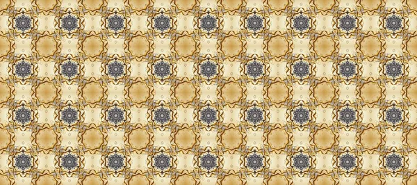 Kusursuz desenli oryantal süs. İslam tasarımı. Çiçek kiremitleri. Altın elementlerle bej, kahverengi ve gri renklerde altın desen. Raster altın tekstil baskısı.