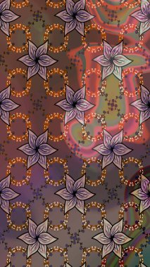 Raster illüstrasyonundaki çiçek desenli çizim. Renkli Bahar Teması eskiz kalıbı. Kahverengi renkli çiçekler. Düz Çiçek Elementleri Tasarımı.