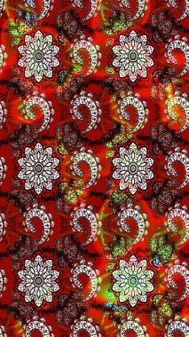 Çiçekli karalama şeklinde Raster çiçek deseni. Kahverengi ve kırmızı renkte çiçekler. Nazikçe, güzel çiçek arkaplanı..