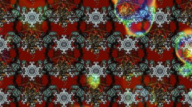 Düz Çiçek Elementleri Tasarımı. Kırmızı ve gri renkte çiçekler. Raster Illustrasyon 'daki Çiçek Deseni' nin son moda çizimi. Renkli Yaz Teması çizim şablonu.