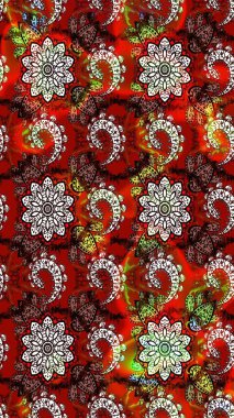 Çiçekli karalama şeklinde Raster çiçek deseni. Kahverengi ve kırmızı renkte çiçekler. Nazikçe, güzel çiçek arkaplanı..