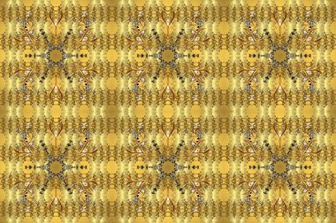 Kışın sembolü, Mutlu Noeller, Mutlu yıllar. Altın kar taneleri basit, pürüzsüz desen. Soyut duvar kâğıdı, ambalaj dekorasyonu. Sarı, kahverengi ve nötr renklerde Raster altın deseni.