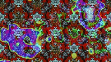 Güzel kumaş deseni. Renkli Bahar Teması eskiz kalıbı. Raster illüstrasyonu. Asya tekstil tarzında. Çiçek desenli çizim. Düz Çiçek Elementleri Tasarımı.