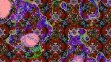 Süslü kumaş deseni. Raster illüstrasyonundaki çiçek desenli çizim. Düz Çiçek Elementleri Tasarımı. Renkli Bahar Teması çizim şablonu.