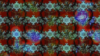 Raster illüstrasyonu. Çizim kalıbı. Kırmızı ve kahverengi renklerde. Hint süsü. Çiçek duvar kağıdı. Renkli süs kenarı.