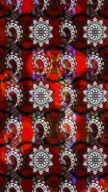 Çiçek desenli eskiz. Kırmızı ve siyah renkte çiçekler. Düz Çiçek Elementleri Tasarım Raster illüstrasyonu. Renkli Bahar Teması çizim şablonu.