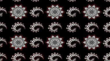 Nazik, yaz çiçekleri siyah ve gri renklerde. Raster deseni. Raster illüstrasyonu. Küçük çiçekte sevimli çiçek deseni var..