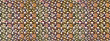 Raster illüstrasyonundaki çiçek desenli çizim. Renkli Bahar Teması eskiz kalıbı. Düz Çiçek Elementleri Tasarımı. Kahverengi renkte çiçekler.