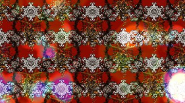 Raster illüstrasyonu. Çiçek ve yapraklı karalama şeklinde Raster çiçek deseni. Nazikçe, bahar çiçekleri kahverengi ve kırmızı renklerde.