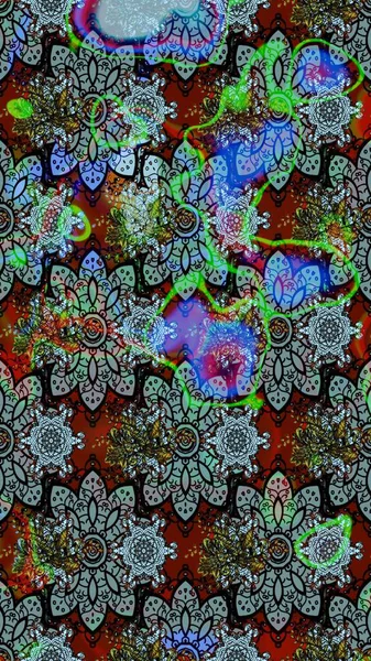 Çiçek desenli eskiz, darbeler, sıçramalar, yaz çiçekleri. Raster illüstrasyonu. Mavi ve siyah renkte çiçekler.