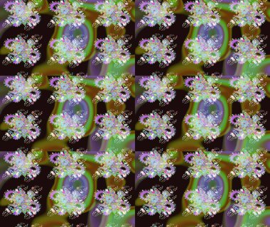 Raster Yumuşak kumaş deseni. Klasik taslak çizimi. Çiçek grisi ve yeşil çizim deseni. Raster çiçek izi..