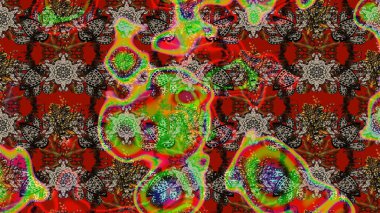 Raster düz çiçek çizim deseni. Kırmızı ve kahverengi renkte çiçekler. Tasarım hediye paketi, tebrik kartları, posterler ve afiş tasarımı.