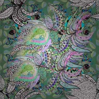 Çiçekler, suluboya ile sorunsuz çiçek desenli. Raster desen. Fantezi kumaş deseni.