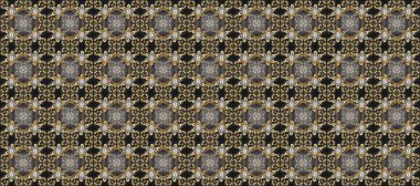 Altın rengi, kusursuz çizim. Gri, kahverengi ve bej renklerde, altın çiçekli altın desenler. Senin tasarımın için, duvar kağıdı. Raster geometrik arkaplanı.