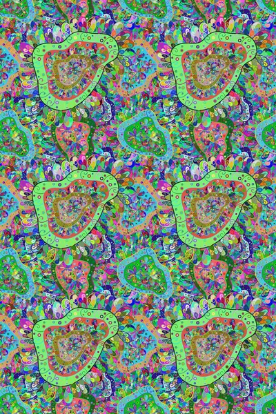 Çiçek deseni. Düz Çiçek Elementleri Tasarımı. Renkli Bahar Temalı Kusursuz Arkaplan. Raster pürüzsüz Güzel kumaş deseni.