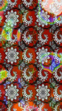 Kahverengi ve gri renkte kahverengi ve gri papatya deseni. Raster illüstrasyonu. Kahverengi ve gri renklerde.