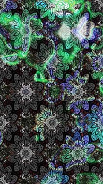 Raster illüstrasyonu. Gri ve siyah renkli çiçekler. Gri ve siyah renkler üzerine çiçek çizimi. Çiçek deseni. Şatafatlı bahar bahçesi dokusu.